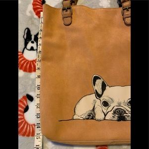 Suede French Bulldog Tote